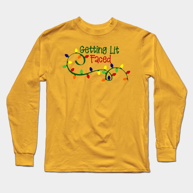 Getting Lit Faced - Christmas Long Sleeve T-Shirt by By Diane Maclaine